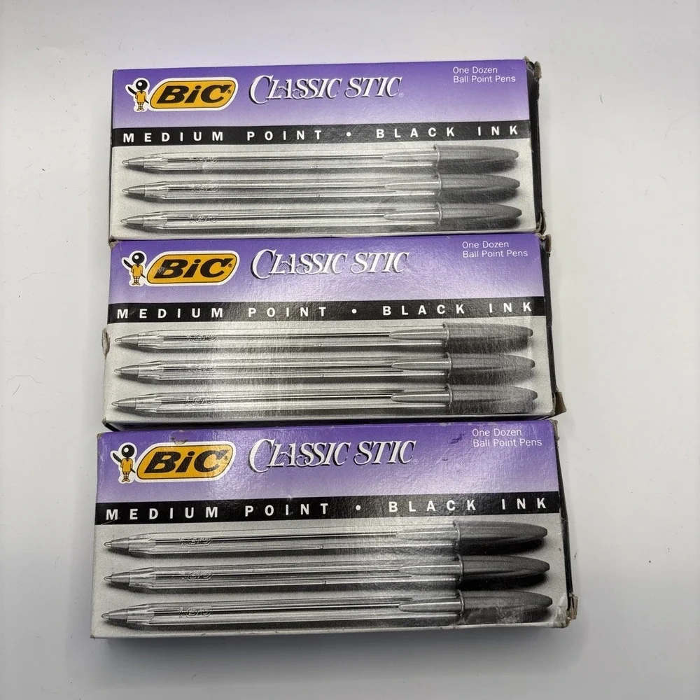 Vtg Bic Classic Stic Medium Ball Point Black Pens NOS 1993 #MS11 10127 36 Total